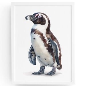 Watercolor African Penguin Portrait Wall Art Print Unframed - Antarctic Charm